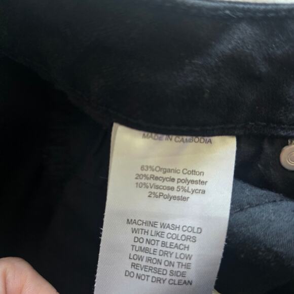 Quince Stretch High Rise Kick Flare Jeans Cropped Black Size 26 Organic Cotton - Picture 7 of 11